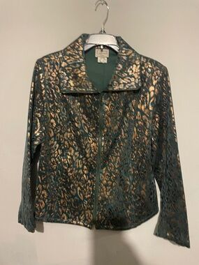 Company collection women’s size 10 P green and metallic gold jacket